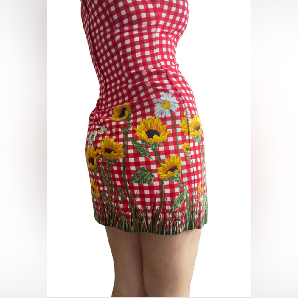 KALA *Vintage* dress gingham sunflowers & daisy pattern size 9/10 fits like S/M